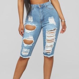 Distressed Denim Shorts